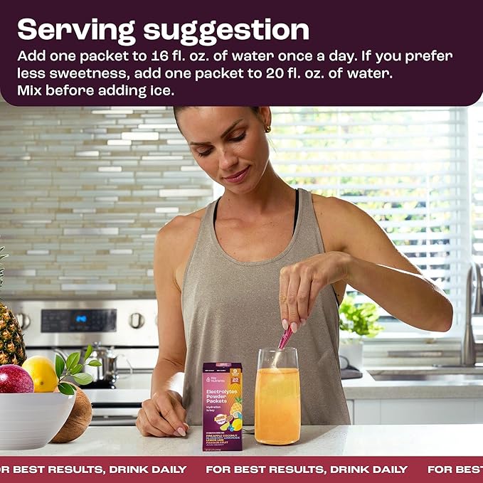 KEY NUTRIENTS Electrolytes Powder Packets No Sugar - 5 Delicious Flavors in Hydration Packets 20 Pack - No Calories, Gluten Free Electrolytes Powder Packets, Non GMO, Made in USA