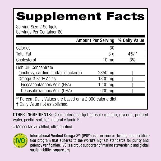 Webber Naturals Triple Strength Omega-3 Fish 1,800 mg Omega-3 (1,200 (1,200 mg 600 mg 120 Clear