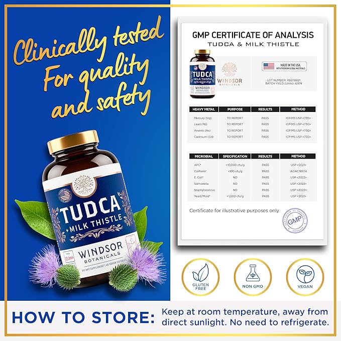 Advanced Tudca Bile Salts Supplement Plus 663mg Silybum 60 Caps