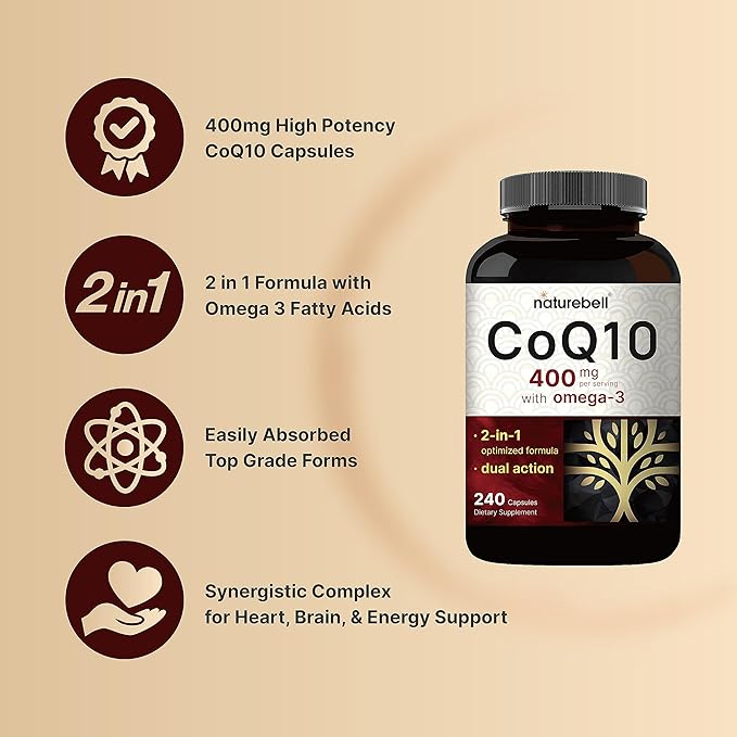 CoQ10 400mg with Omega 3 Fatty 240* Capsules Q10 Supplement