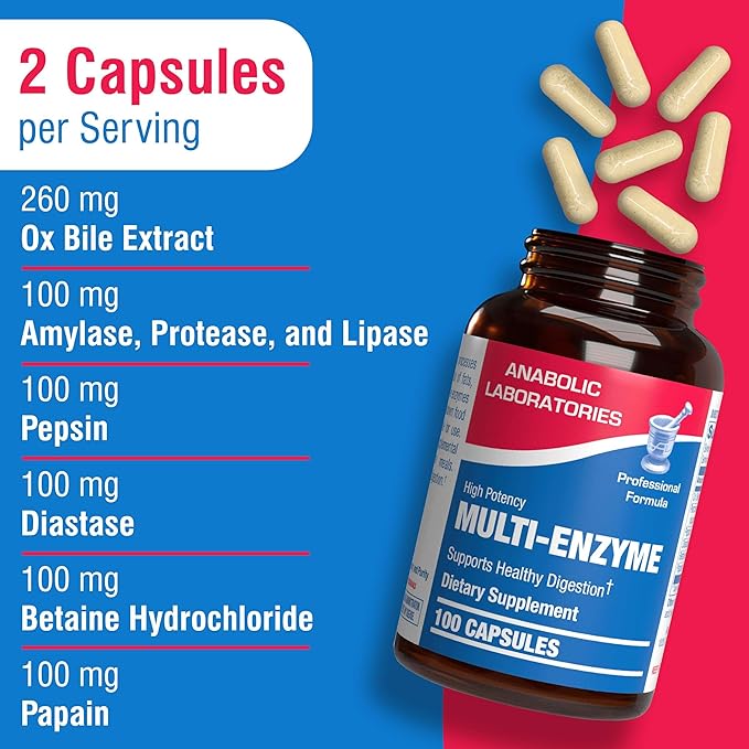 Anabolic Laboratories Multi Enzyme Nutritional Supplements 100 Capsules