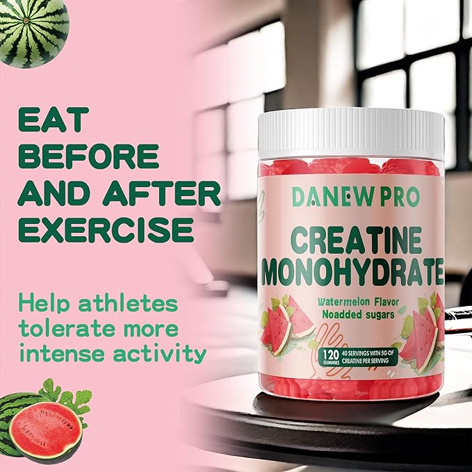 Creatine Monohydrate Gummies 5000mg for Men & Women, Creatine Monohydrate for Muscle Strength, Muscle Builder, Energy Boost, Pre-Workout Supplement(120 Count)-Watermelon Flavor