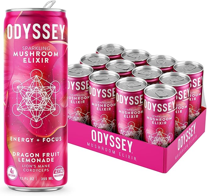 Odyssey Elixir Sparkling Adaptogen Drink, Low 12 Fl 12 Pack