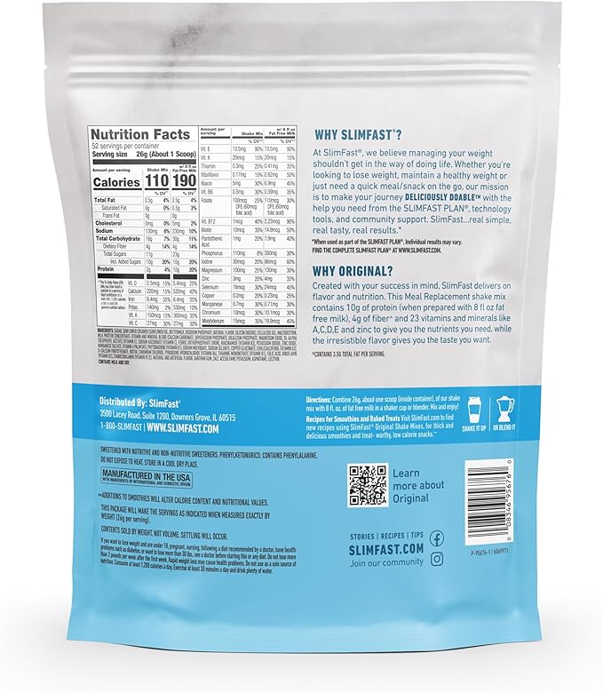 SlimFast Meal Replacement Powder, Original French 10g of 52 Servings