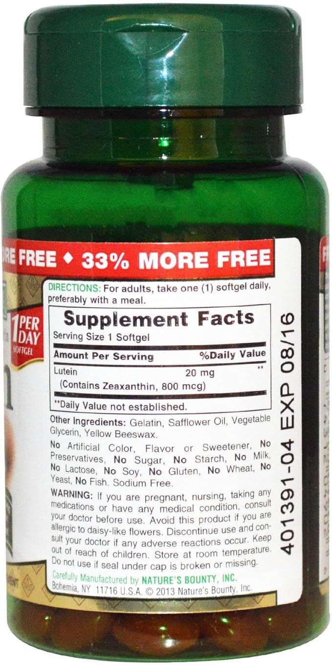 Nature's Bounty Lutein 20mg, 40 Softgels 2)