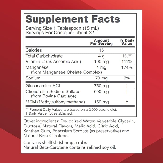Protocol Liquid Glucosamine & Chondroitin with MSM - Joint Support* - Chondroitin MSM Supplement - Egg Free & Dairy Free - 16 fl oz