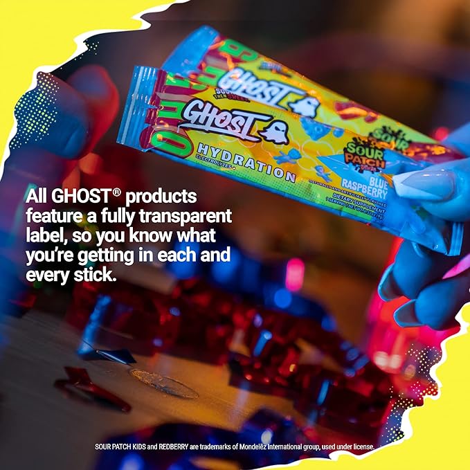 GHOST Hydration Packets, Sour Patch Kids 24 Sticks,