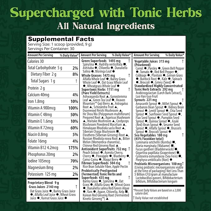 Dragon Herbs Tonic Alchemy Greens Superfood Powder 91 Ingredients: 30 Servings