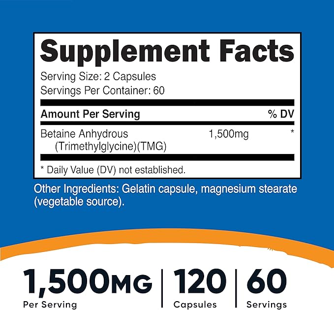 Nutricost Betaine Anhydrous Caps 1500mg, 60 (2 Bottles)
