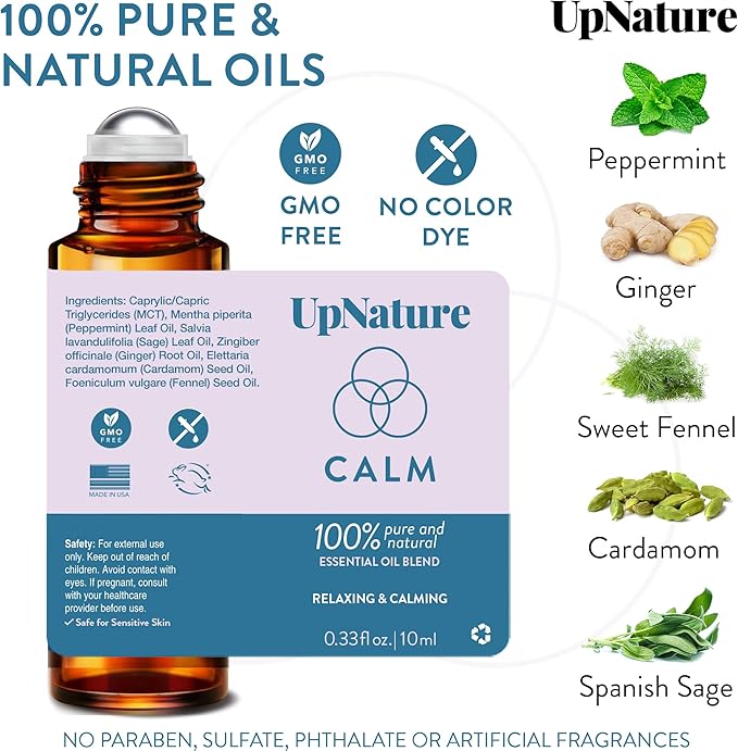 UpNature Calm Essential Oil Roll On 100% Natural