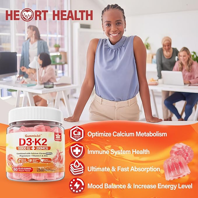 2Pack Sugar-Free Vitamin D3 K2 Filled 5000IU / 10,000 IU 500mg Calcium K2 (MK-7) (MK-7) 200mcg, 200mcg, Magnesium