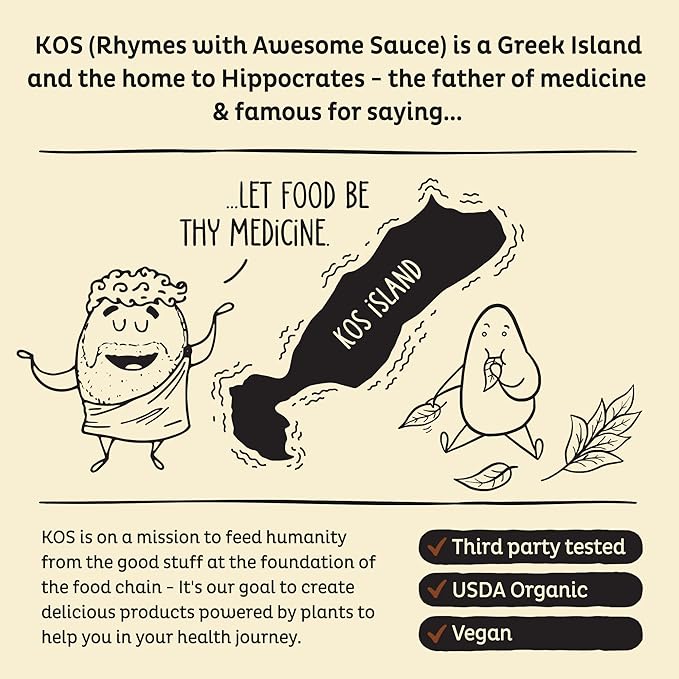 KOS Vegan Protein Powder Erythritol Free, Vanilla - USDA Organic Pea Protein Blend, Plant Based Superfood Rich in Vitamins & Minerals - Keto, Dairy Free - Meal Replacement for Women & Men, 15 Servings