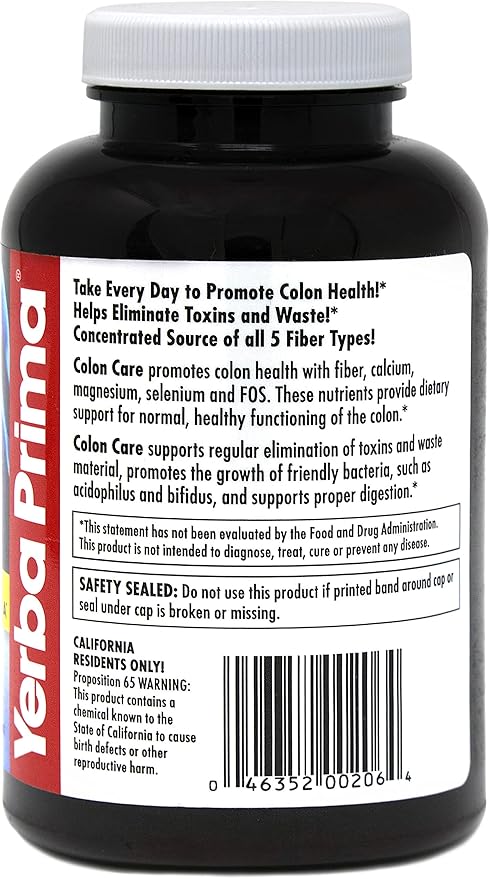 Yerba Prima Prebiotic Colon Care Capsules 180 Count 2), Gluten