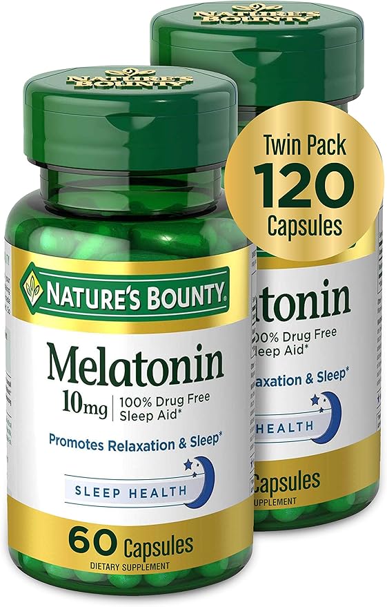 Nature's Bounty Melatonin, Promotes Relaxation and 10mg, Capsules, 60 Ct (2 Pack)