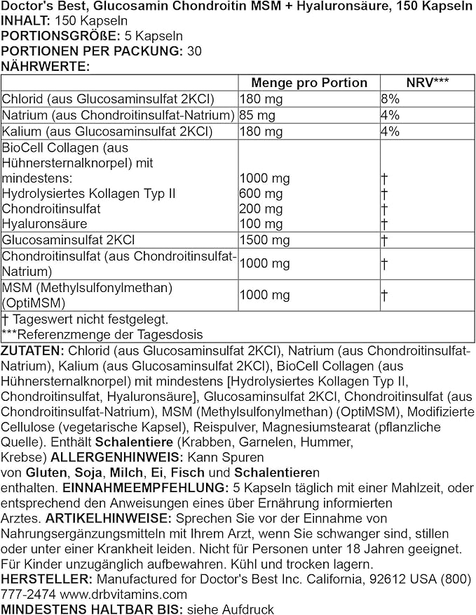 Doctor's Best Glucosamine Chondroitin MSM + 150 Caps
