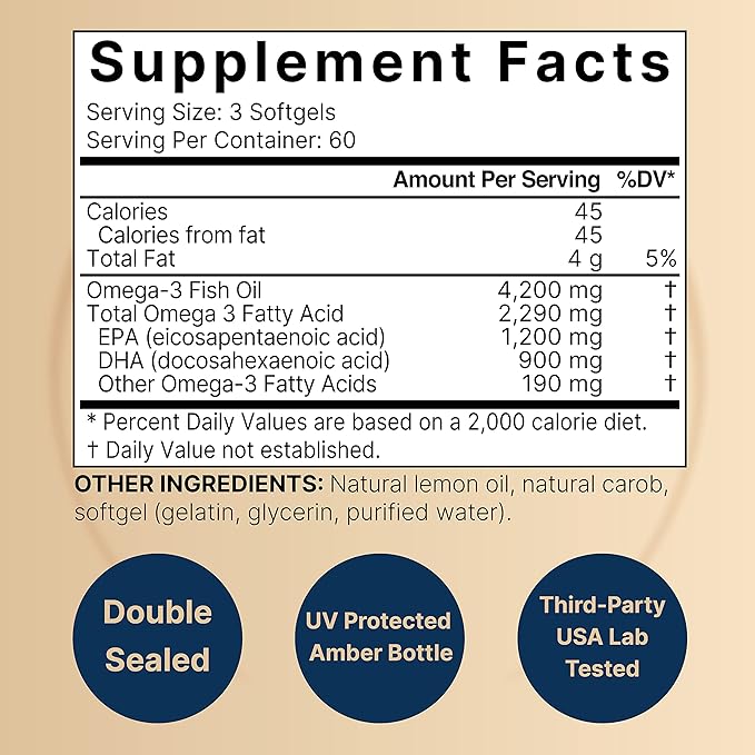 Omega 3 Fish Oil 4,200mg, 180 1,200mg & 900mg |