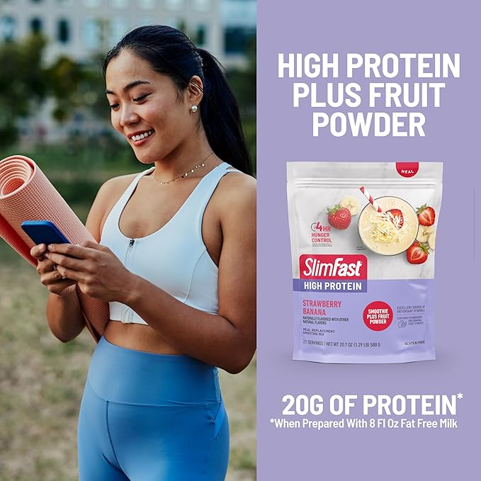 SlimFast High Protein Smoothie Mix Plus 21 Servings, 1.29 Pounds,