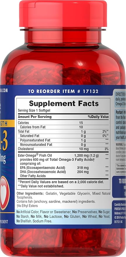 Puritan's Pride Double Strength Omega-3 Fish 1200 Mg, 180 Count