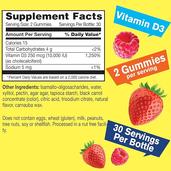 Sugar Free Vitamin D3 10000 IU (250mcg) Extra 60 Gummies (1)