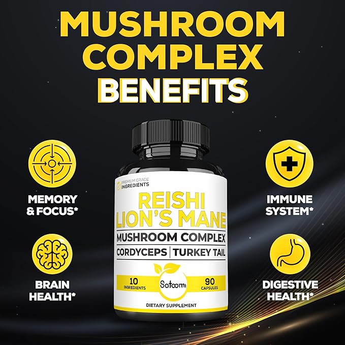 Satoomi 10in1 Reishi Mushroom Capsules 5000Mg 10in1 Mushroom 90 Capsules 3 Months