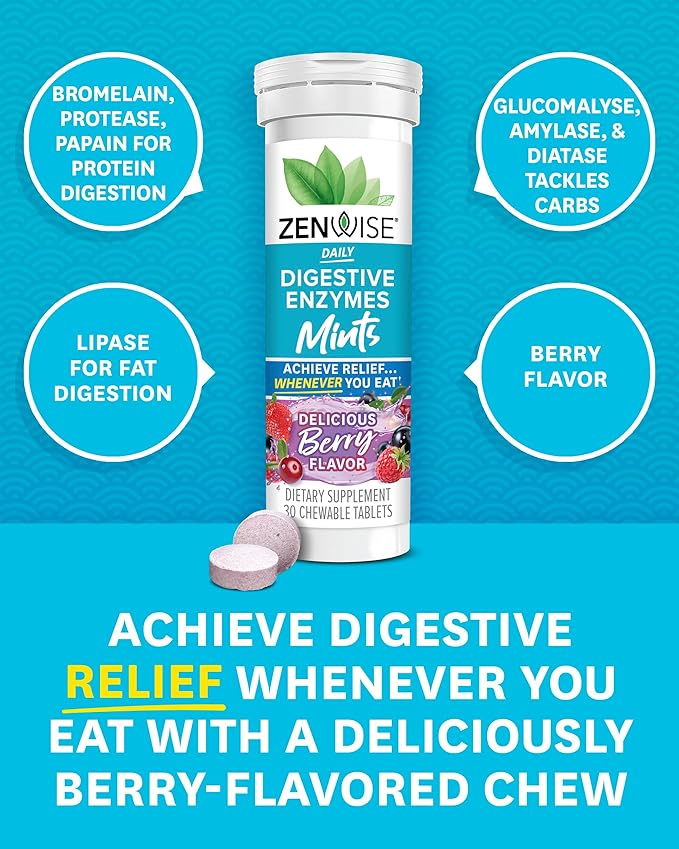 Zenwise Health Chewable Digestive Enzymes with Bromelain 30ct