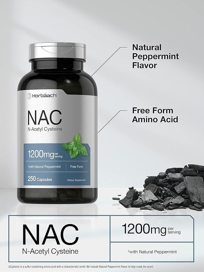Horbäach NAC N-Acetyl Cysteine Supplement 1200mg 250 Capsules