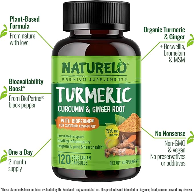 NATURELO Turmeric Curcumin 120 Vegan