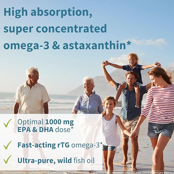 Super Concentrated rTG Omega 3 Wild 1000mg, Clean 2:1 Ratio, 1mg, Lemon 180 Softgels,