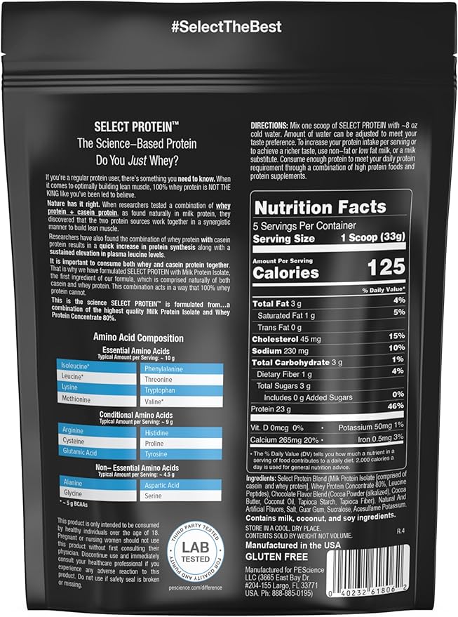 PEScience Select Low Carb Protein Powder, 5 Serving,