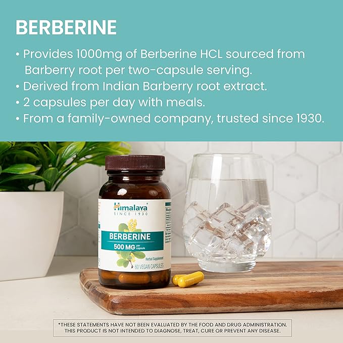 Himalaya Berberine for Metabolism & Cholesterol 1000 mg 60 Capsules