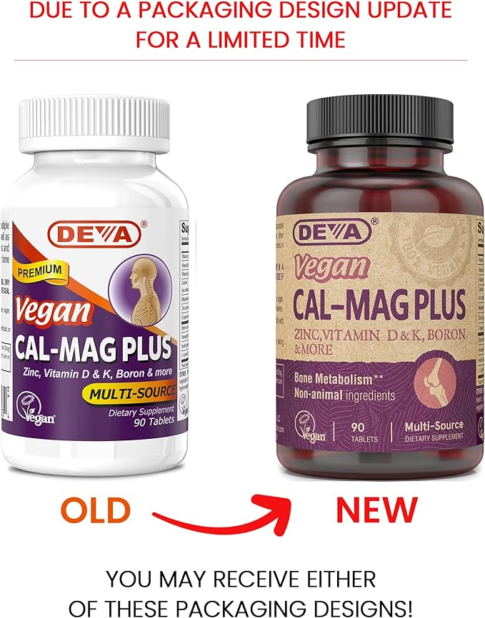 DEVA Vegan Calcium Magnesium Supplement Plus, 90-Tablets, 2-Pack 2-Pack