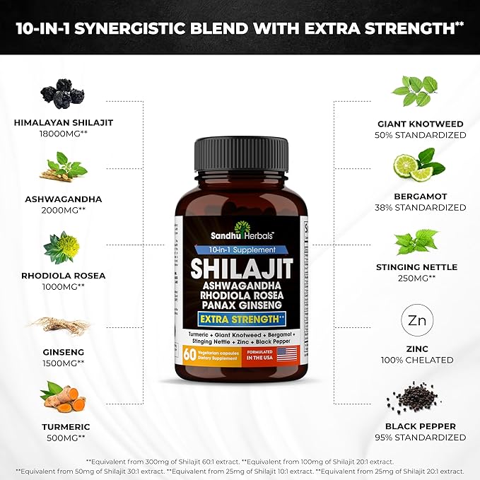 Pure Himalayan Shilajit Capsules for Men 60 Count