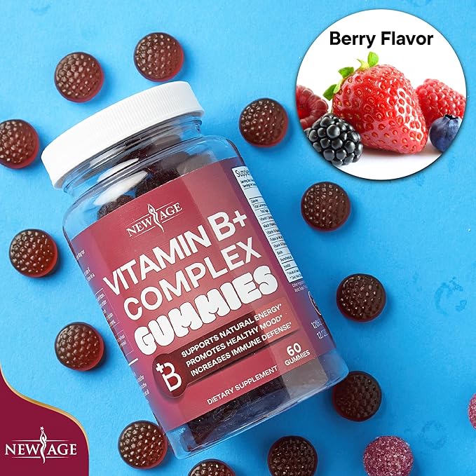 NEW AGE Vitamin B Complex Gummies B3, B5, B5, B6, B6, B7, B7, B9 B9 & B12 – (120 Count 2))