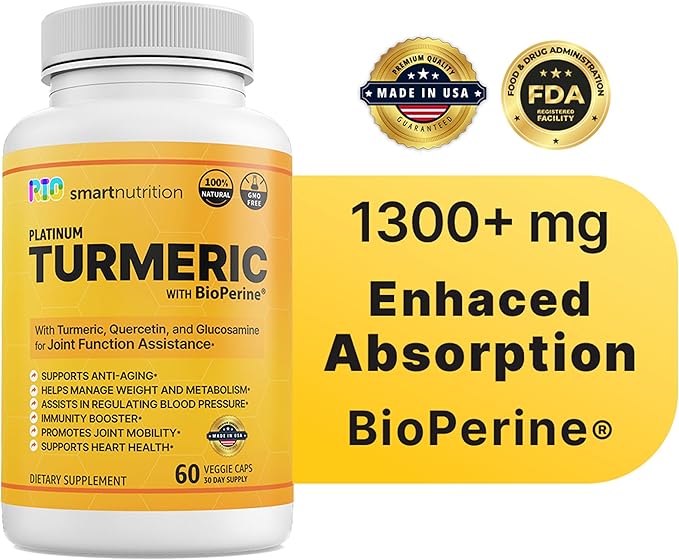 Rio Turmeric Platinum Supplement with Quercetin 60 Count