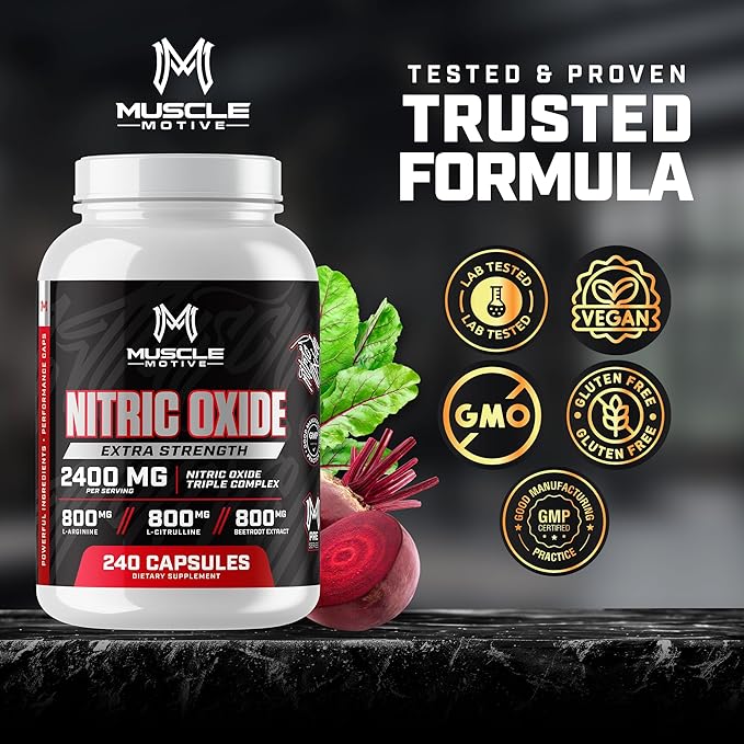 Nitric Oxide Supplement 2400mg with L-Arginine, L-Citrulline and Beet Root Extract, 240 Capsules