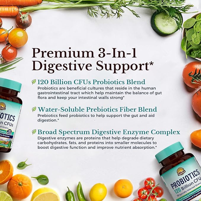 VITALITOWN Probiotics 120 Billion CFUs 36 Strains, 60 Delayed