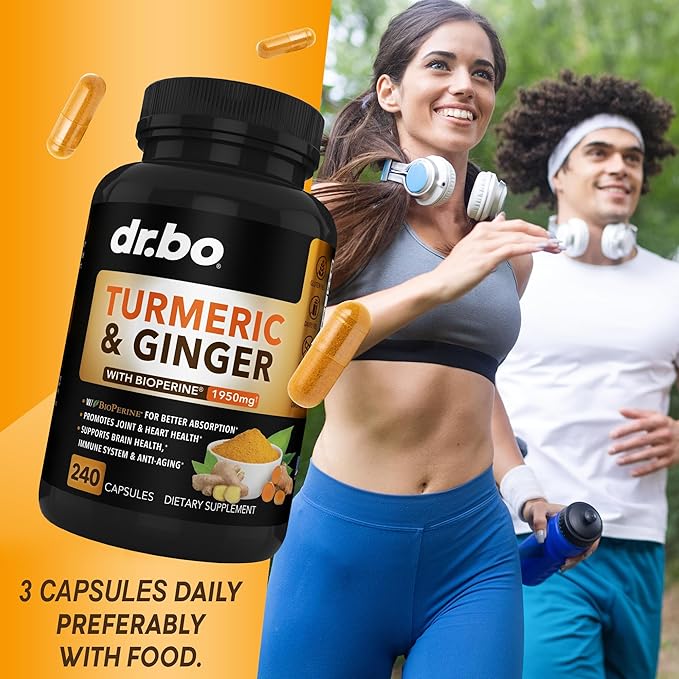 Turmeric Curcumin with BioPerine & Ginger Supplement 1950mg Organic 240 Capsules