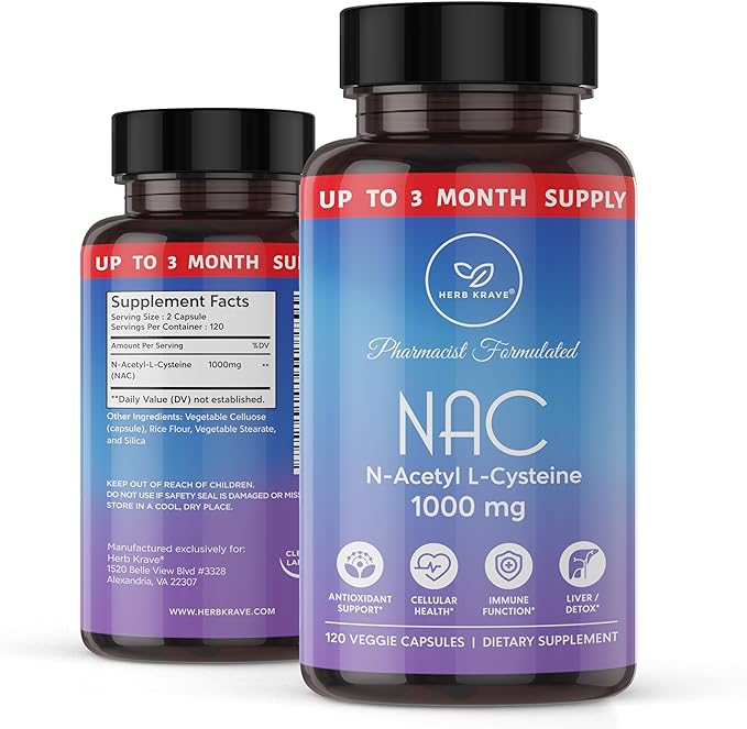 NAC Supplement N-Acetyl Cysteine 1000 mg, 120 N-Acetyl-L-Cysteine