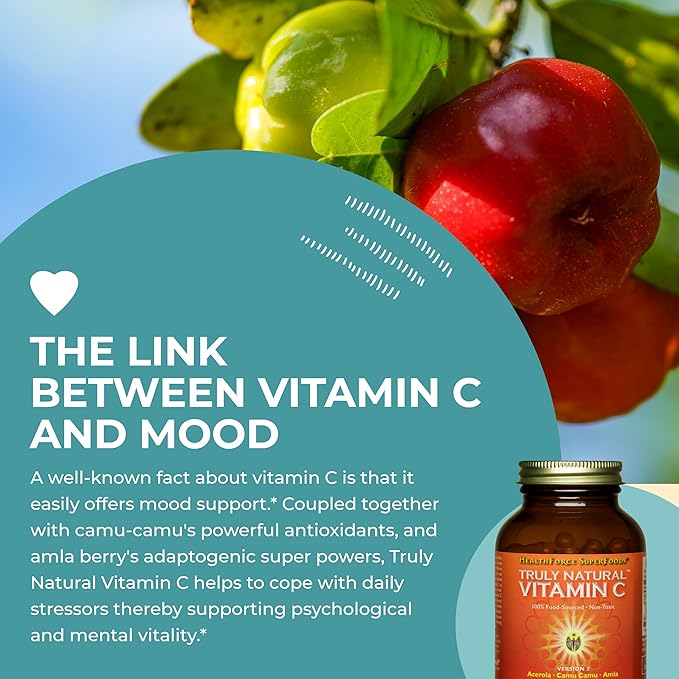 HEALTHFORCE SUPERFOODS Truly Natural Vitamin C 120 Vegan 15 Servings