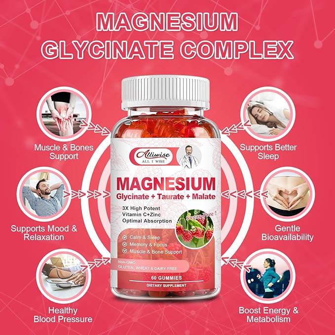 2Pack Magnesium Glycinate Gummies 500mg,Magnesium Potassium