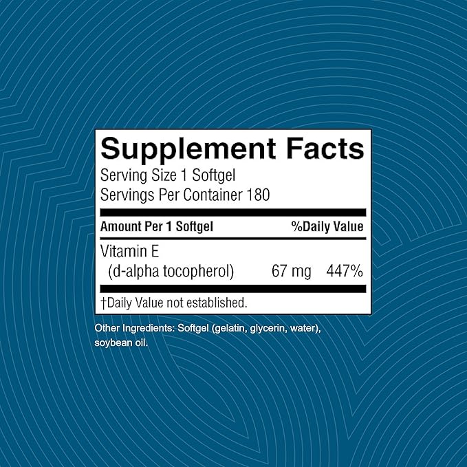 Nature's Sunshine Vitamin E 100 IU, 180 Softgels