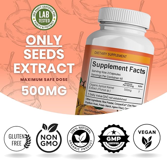 Organic Apricot Seeds Extract 500mg - 500mg 120 120 caps