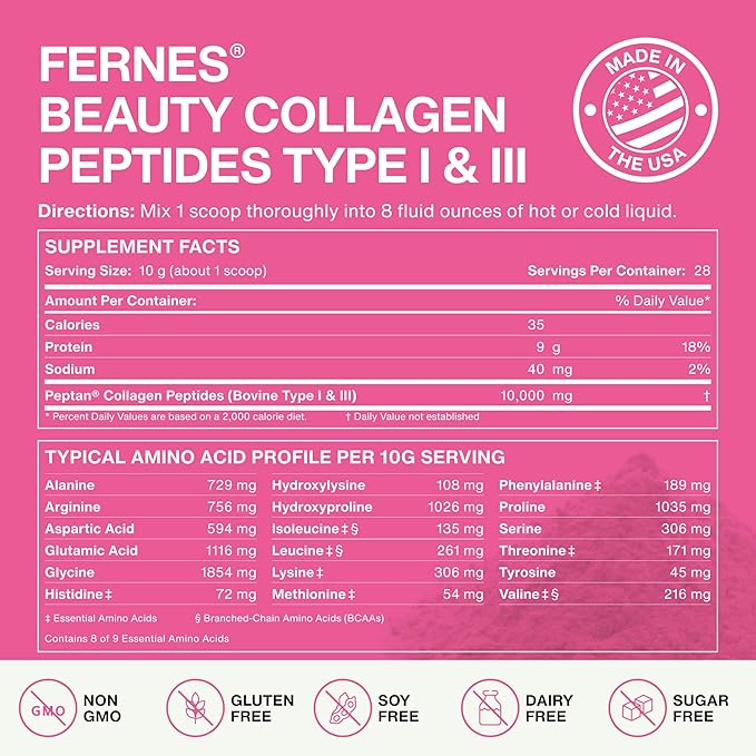 Hydrolyzed Collagen Peptides Supplement Powder 28 Servings, 9.88 oz,