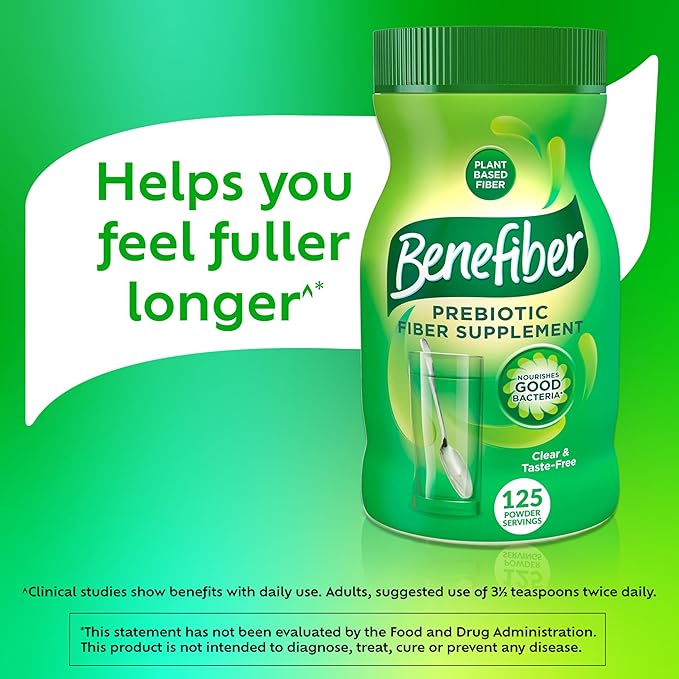 Benefiber Daily Prebiotic Fiber Supplement Powder 125 Servings (17.6 Ounces)