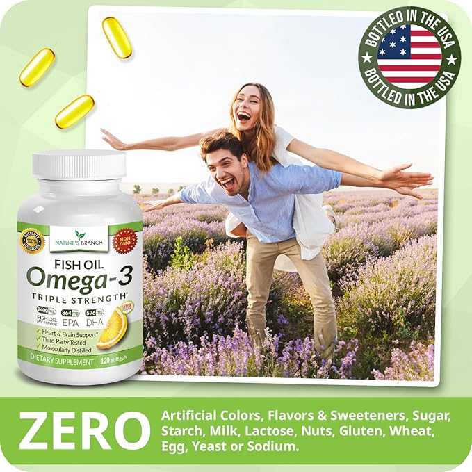 Best Triple Strength Omega 3 Fish 2400mg | 120 Capsules 864mg EPA 576mg DHA