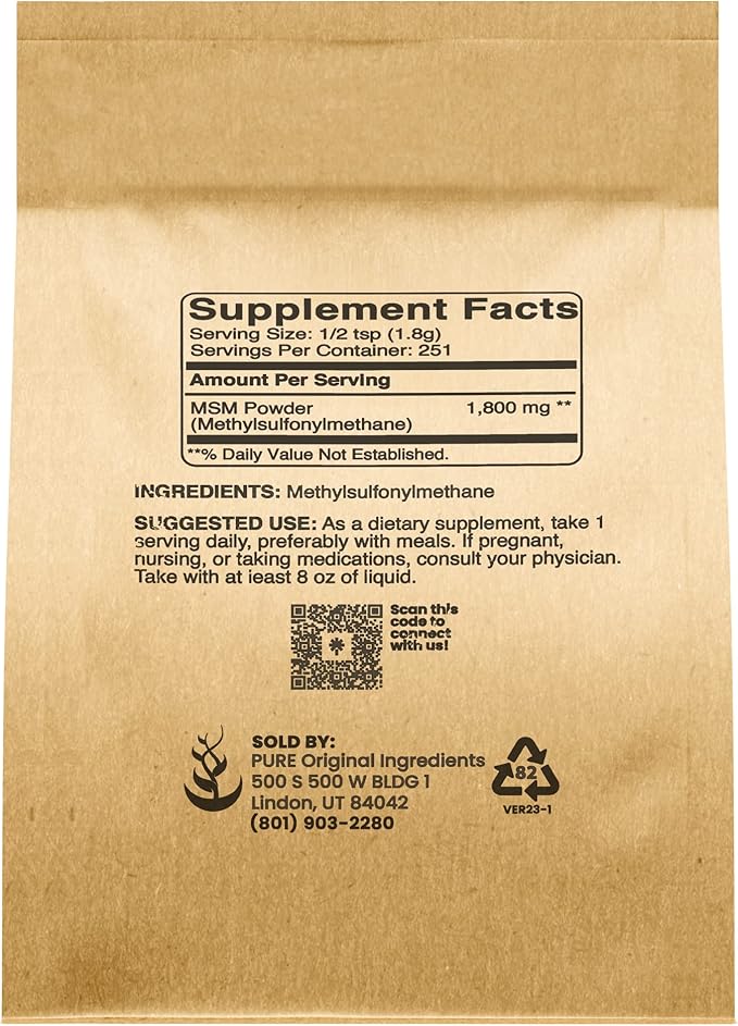 Pure Original Ingredients Methylsulfonylmethane (1lb) MSM,