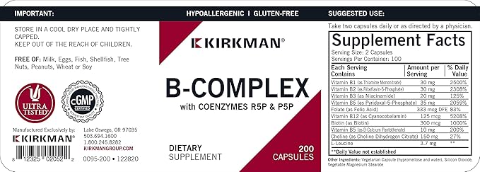 Kirkman B-Complex with CoEnzymes R5P & P5P 200 Vegetarian