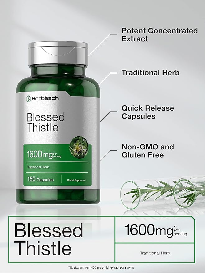 Horbaach Blessed Thistle Capsules 1600 mg 150 Count