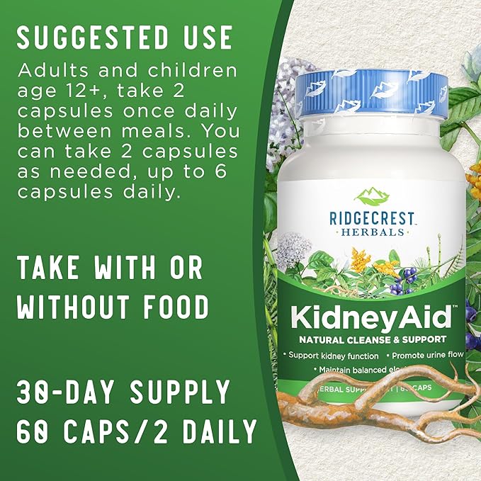 Ridgecrest KidneyAid, Herbal Cleanse and Support 60 Vegan