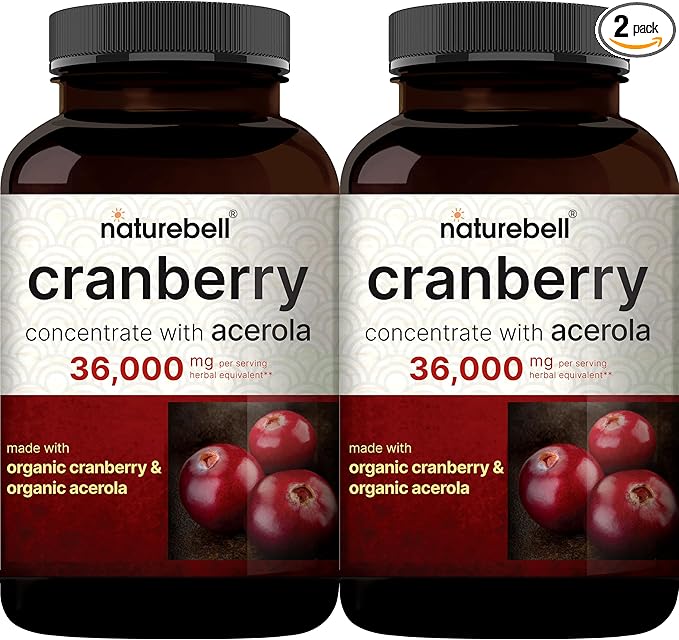 NatureBell 2 Pack Cranberry Pills 36,000mg 100:1 Fresh